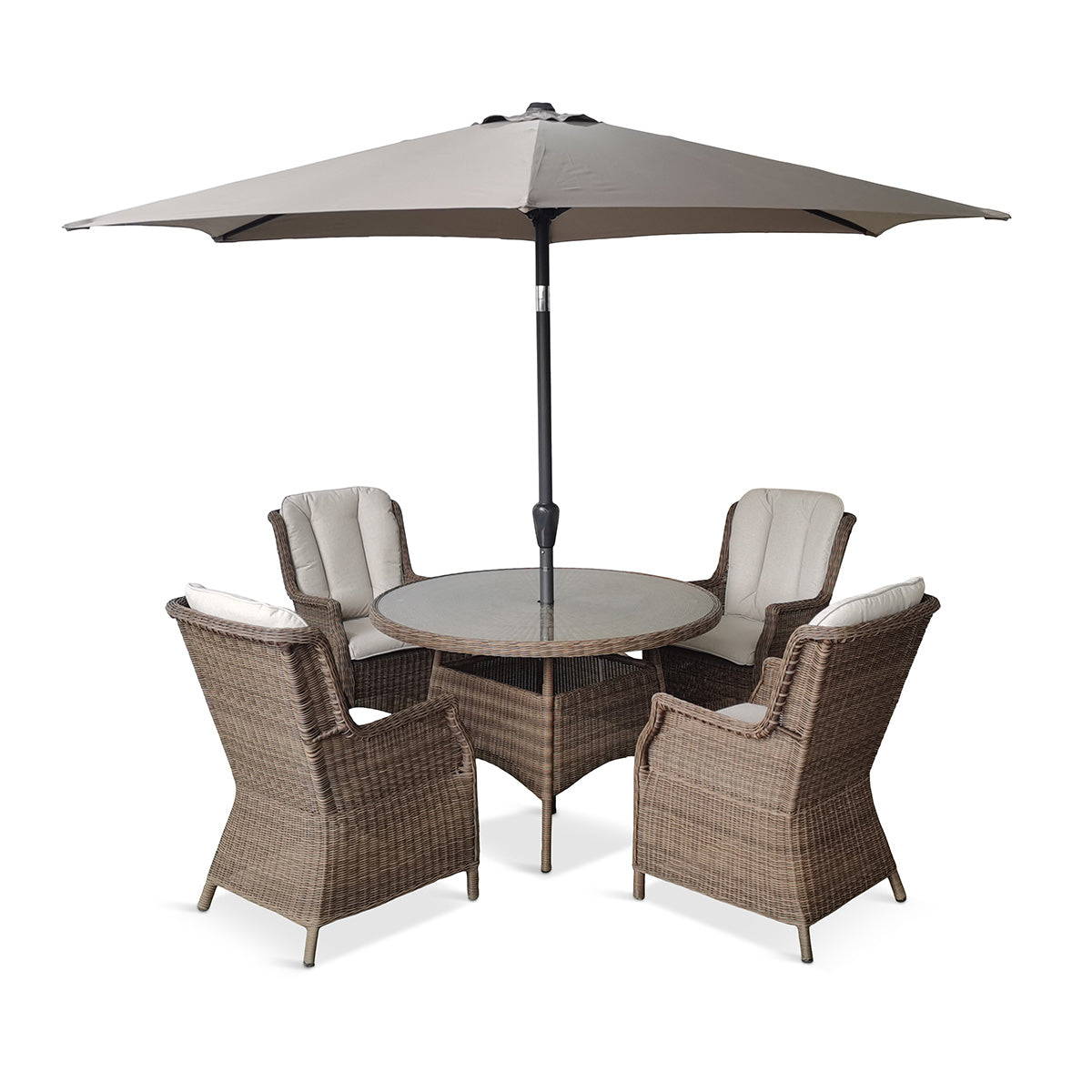 Montpellier 4 seat dining set inc. 2.5m parasol