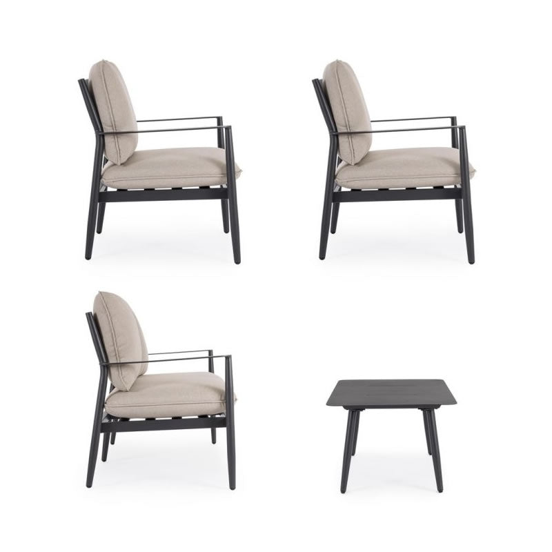 Bizzotto Nebula Anthracite Sofa Set