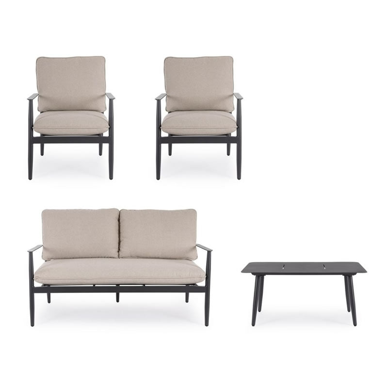Bizzotto Nebula Anthracite Sofa Set
