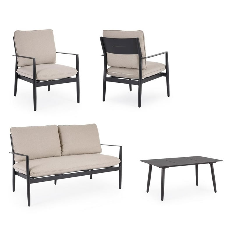 Bizzotto Nebula Anthracite Sofa Set